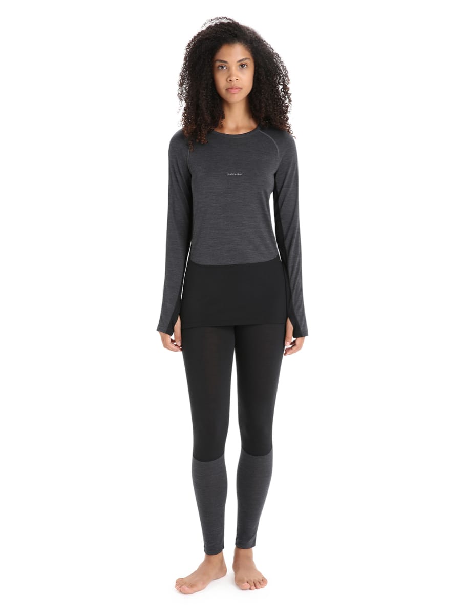 Icebreaker Women's 125 Zoneknit™ Long Sleeve Crew Jet Heather/Black/Metro Heather/Cb