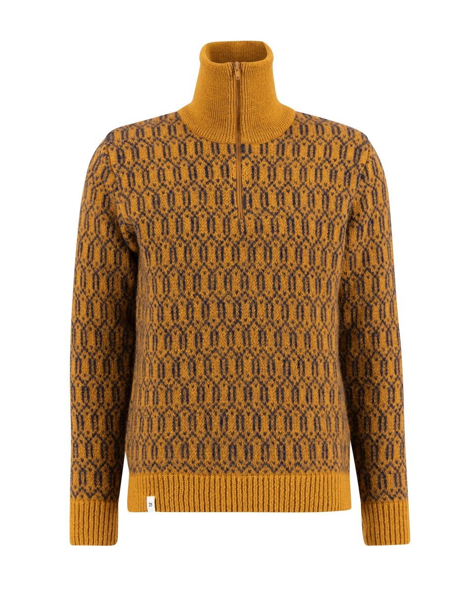 Ulvang Echo Half Zip Sweater Cathay Spice/Navy Blue