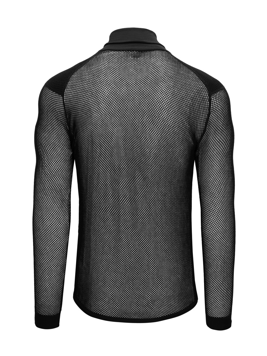 Brynje Unisex Super Thermo Zip Polo Shirt with Shoulder Inlay Black
