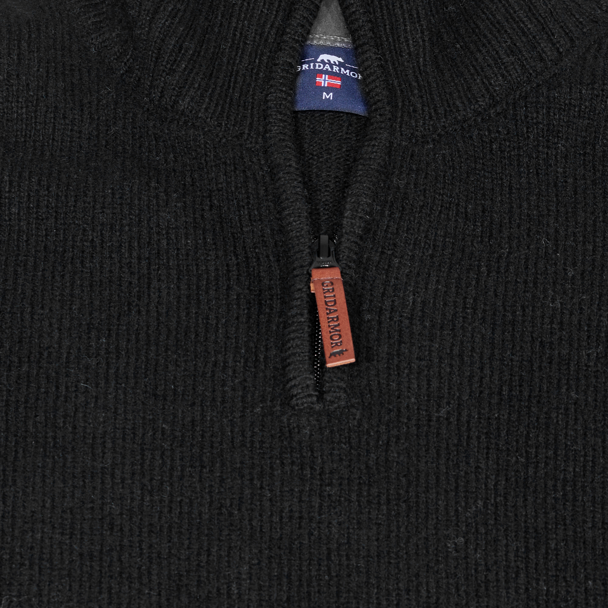 Gridarmor Men's Snøkrystall Solid Half Zip Ullgenser Black Beauty
