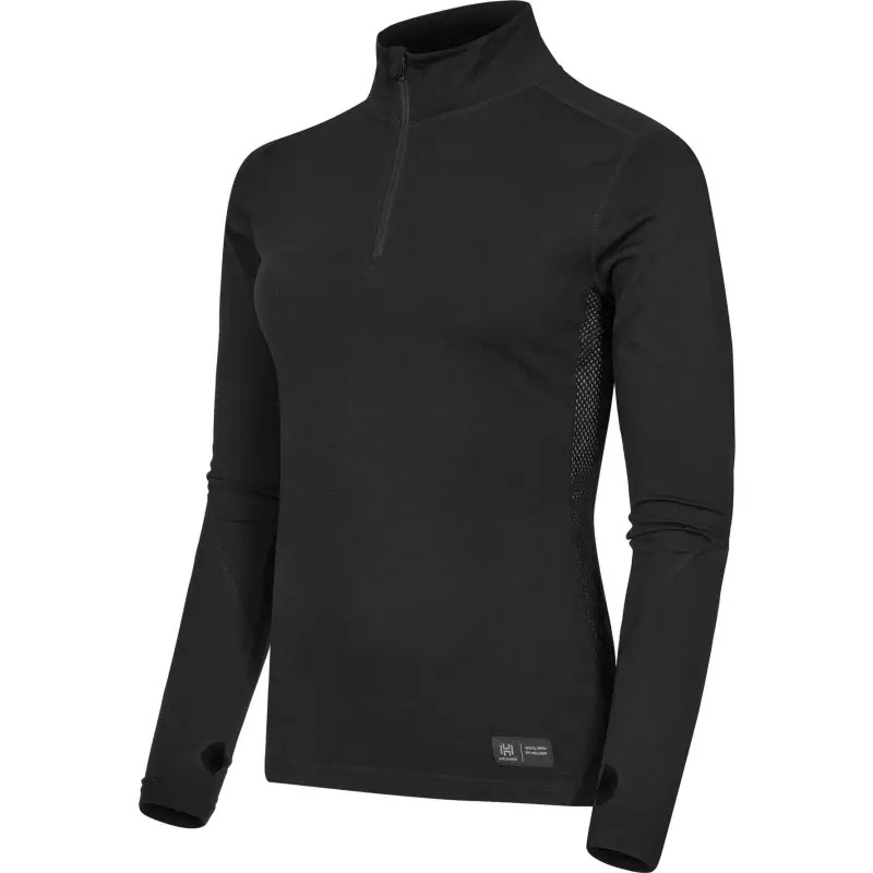 Hellner Women's Wool Tech Base Layer Long Sleeve Black Beauty