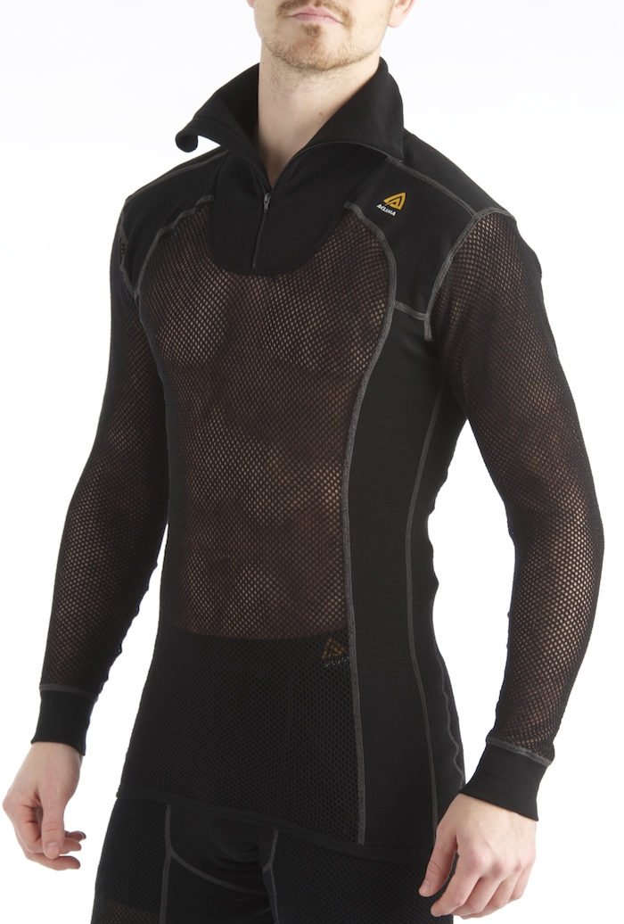 Aclima Woolnet Polo With Zip Men's Jet Black