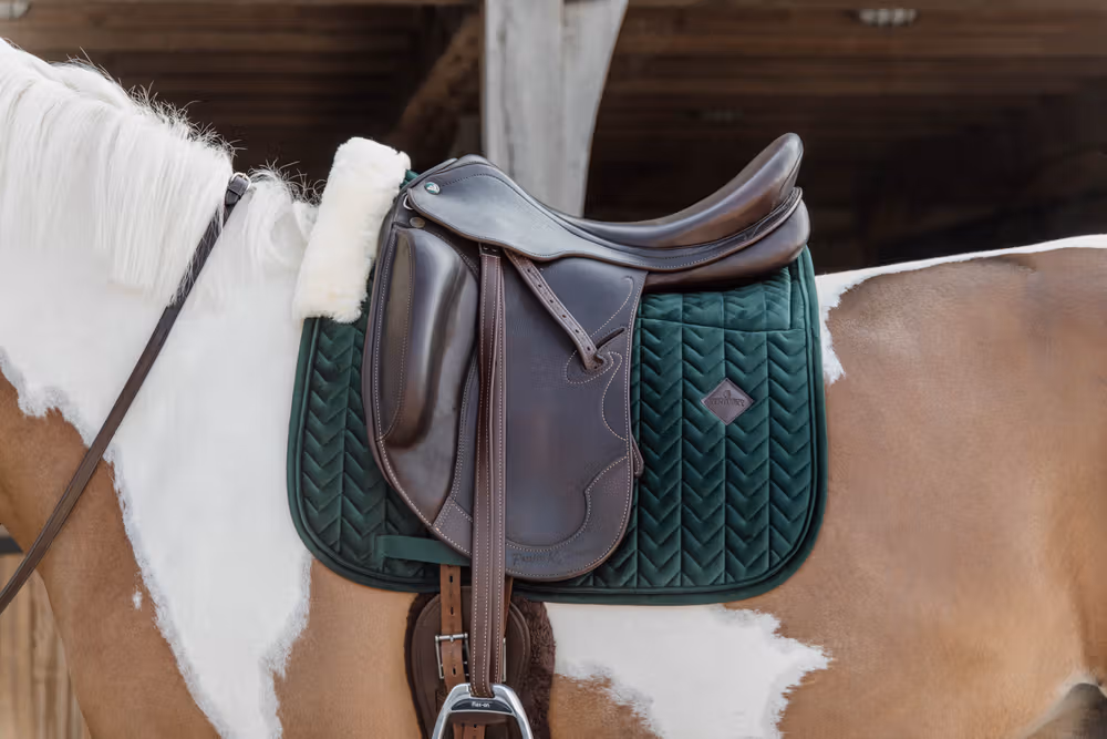 Skin Friendly Saddle Pad velvet dressage pine green