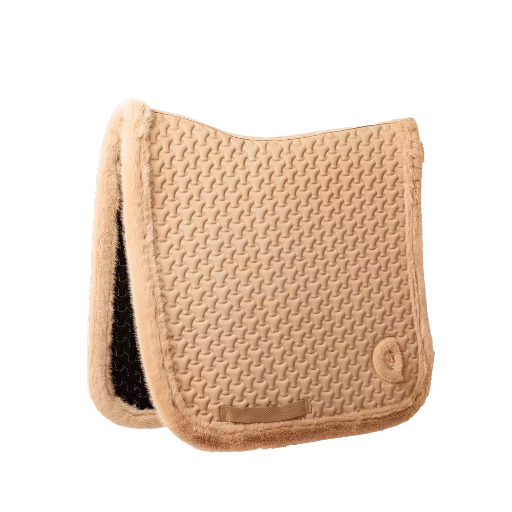 Saddle Pad Fake Fur Plaited Quilt dressage beige