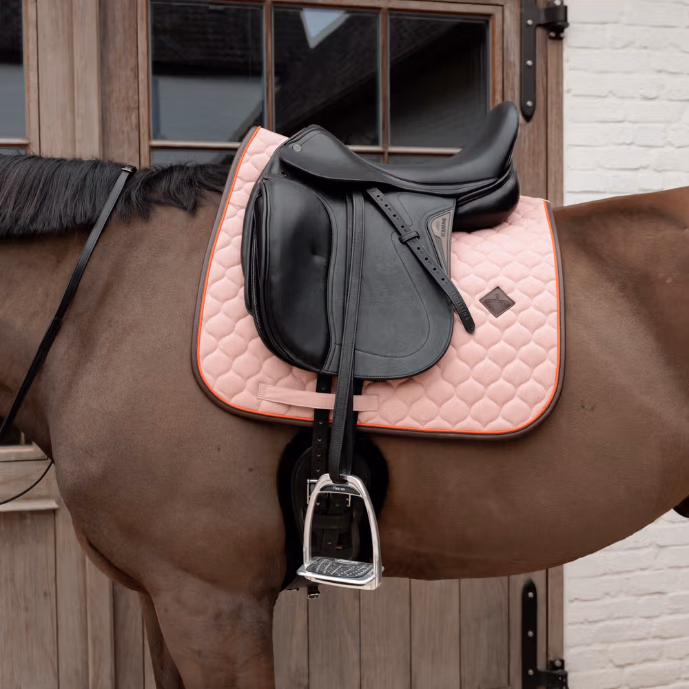 Saddle Pad onion quilt leather neon dressage old rose