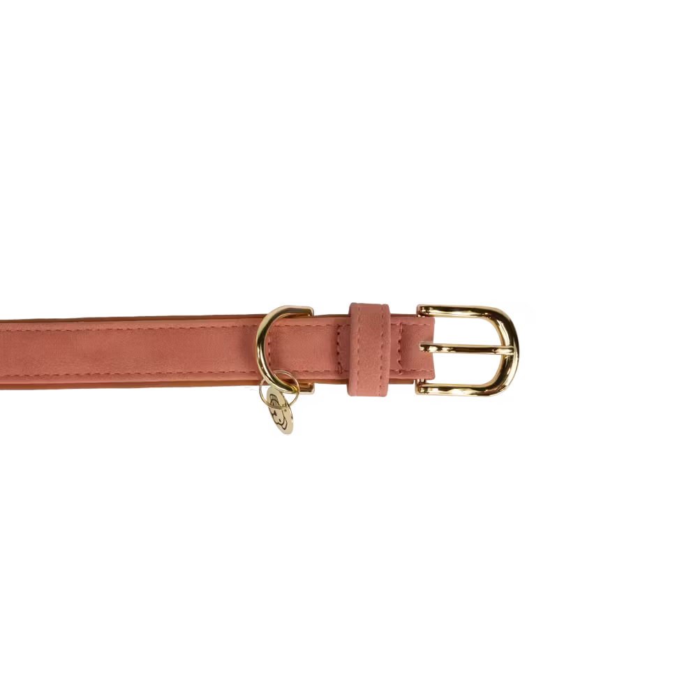 Dog collar vegan leather red/beige S 42cm