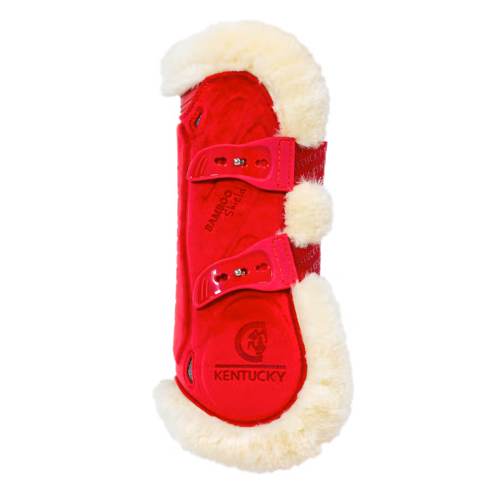 Vegan Sheepskin Tendon Boots bamboo Elastic Velvet red S