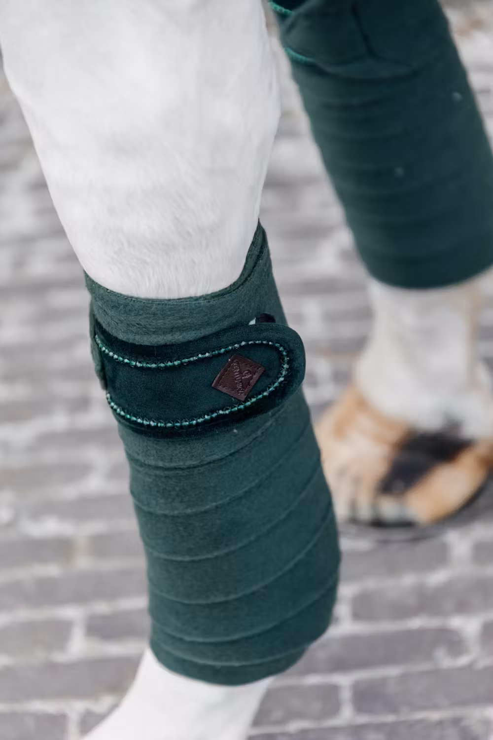Polar Fleece bandage velvet pearls pine green