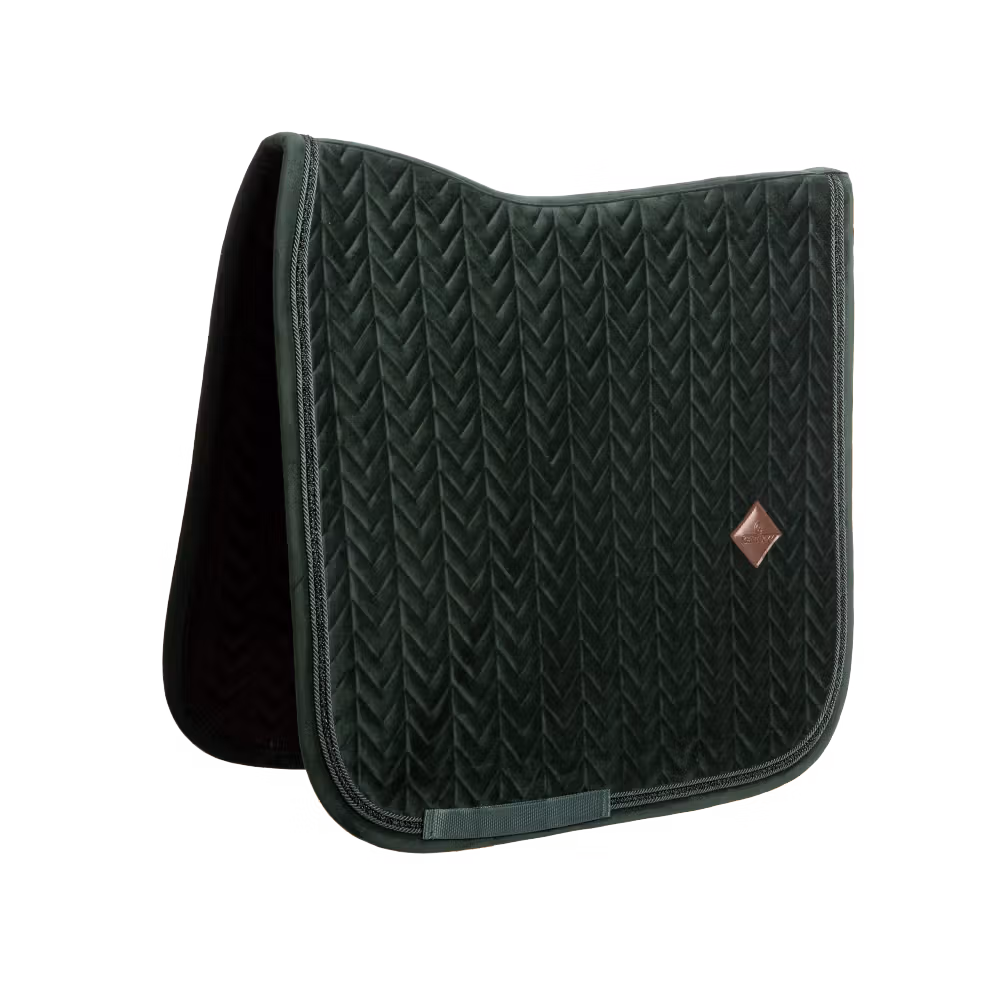 Saddle Pad velvet mini pearls dressage pine green