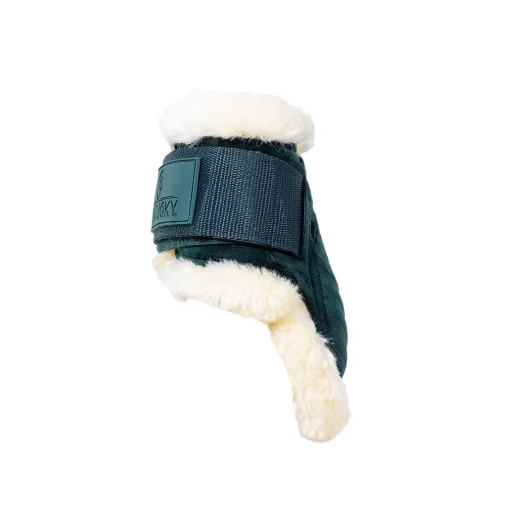Vegan Sheepskin young horse fetlock boots Velvet dark green S