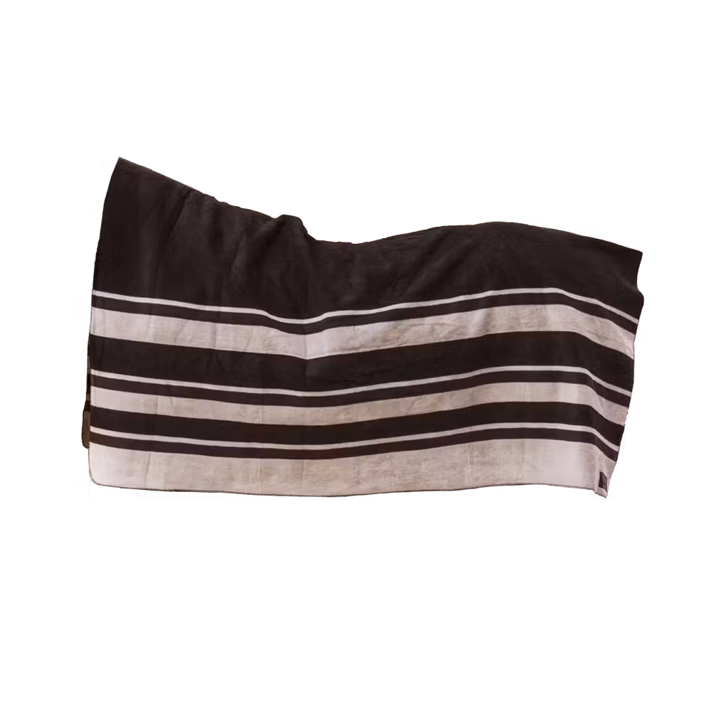 Heavy Fleece rug square stripes brown/beige 210x200cm