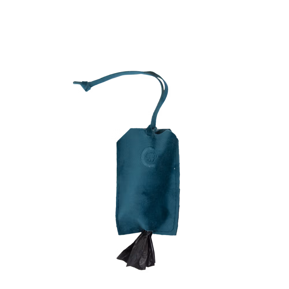 Poop bag pocket velvet light blue
