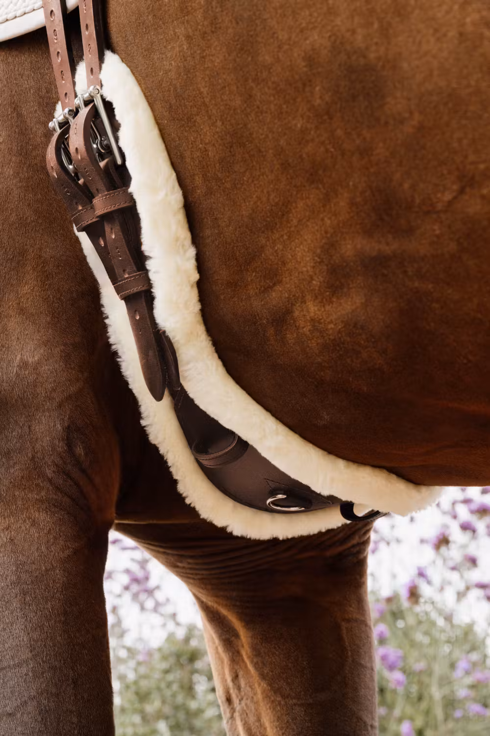 Sheepskin anatomic short girth brown 60 cm