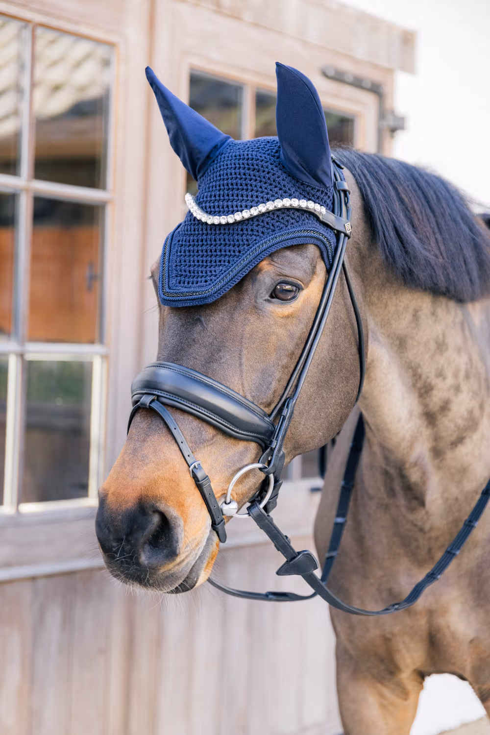 Fly veil Wellington with metal chain navy Full