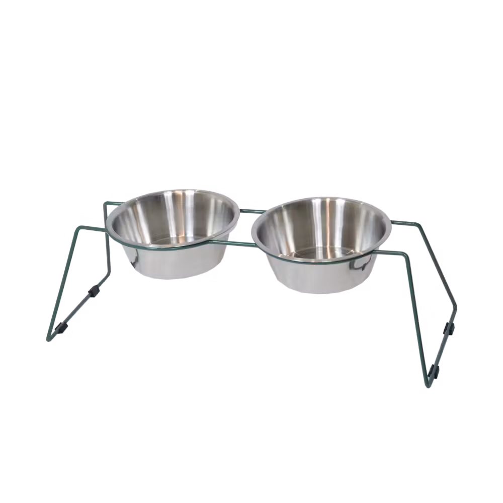 Dog Bowl comfort feeder dusty green S 2x 0.4L 14*6cm