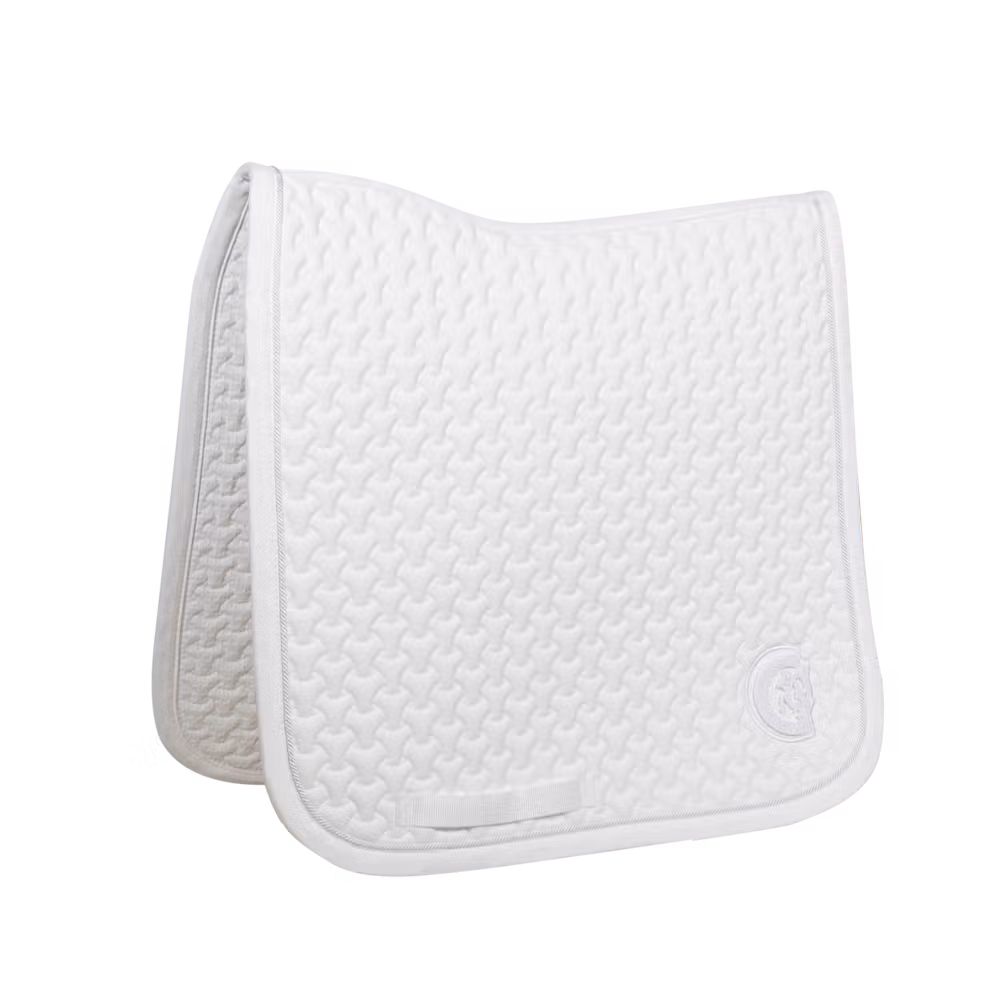 Saddle Pad plaited 3d logo dressage white