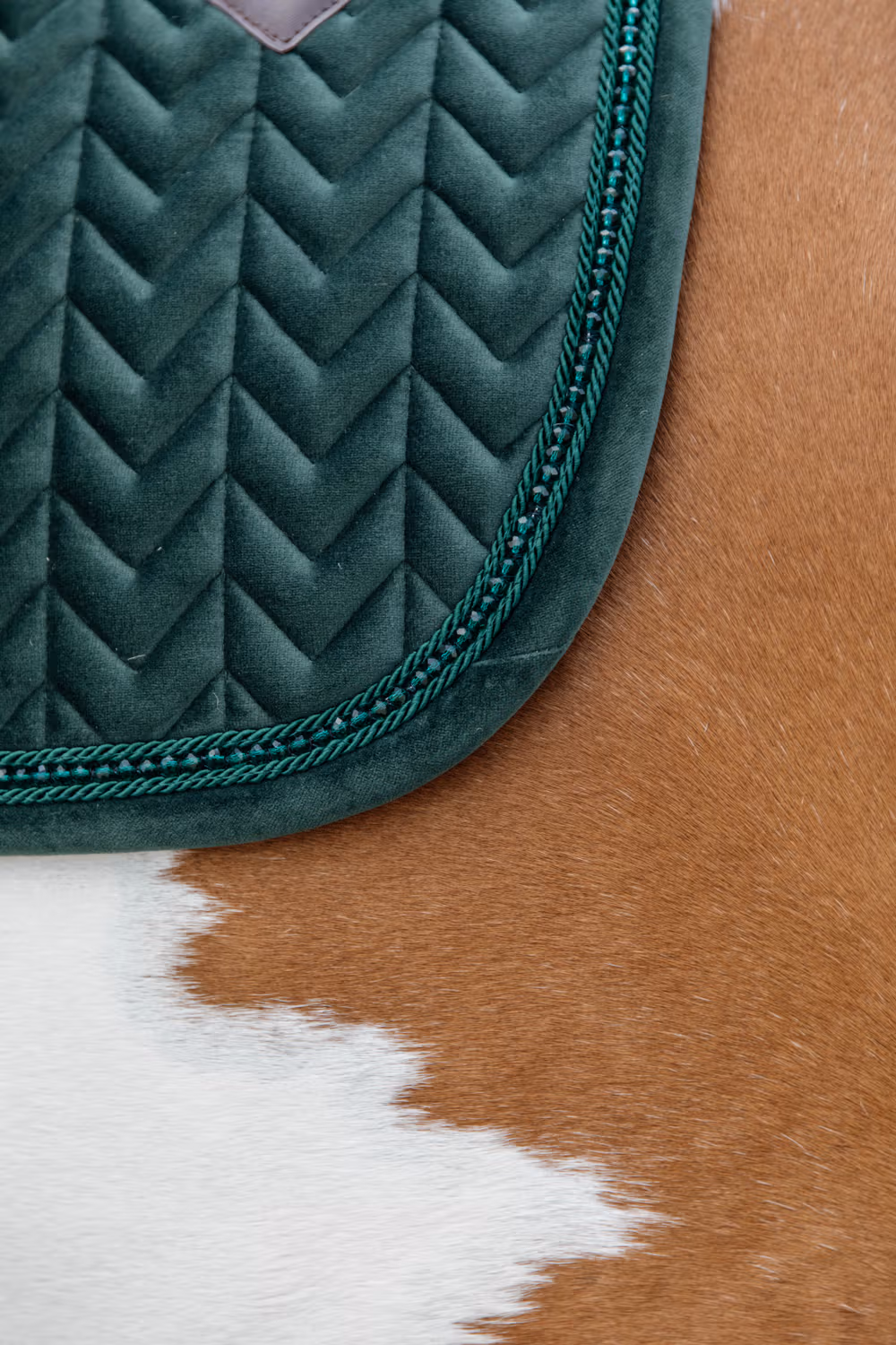 Saddle Pad velvet pearls jumping pine green