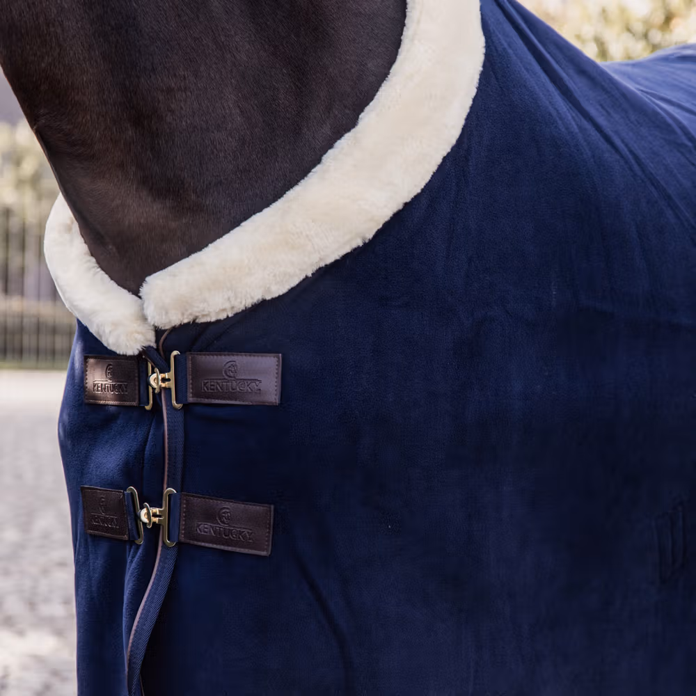 Fleece rug show 'heavy' navy 145-6'6