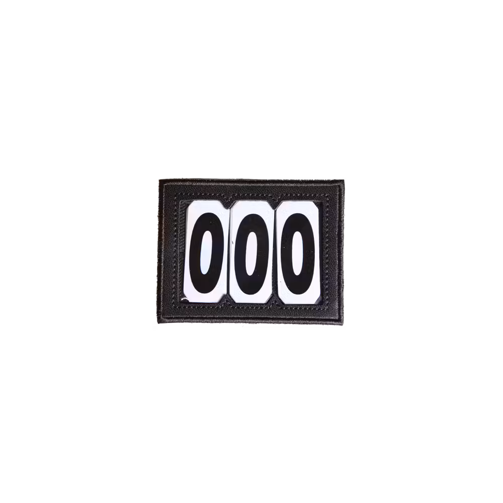 Head number PVC velcro 3 numbers black
