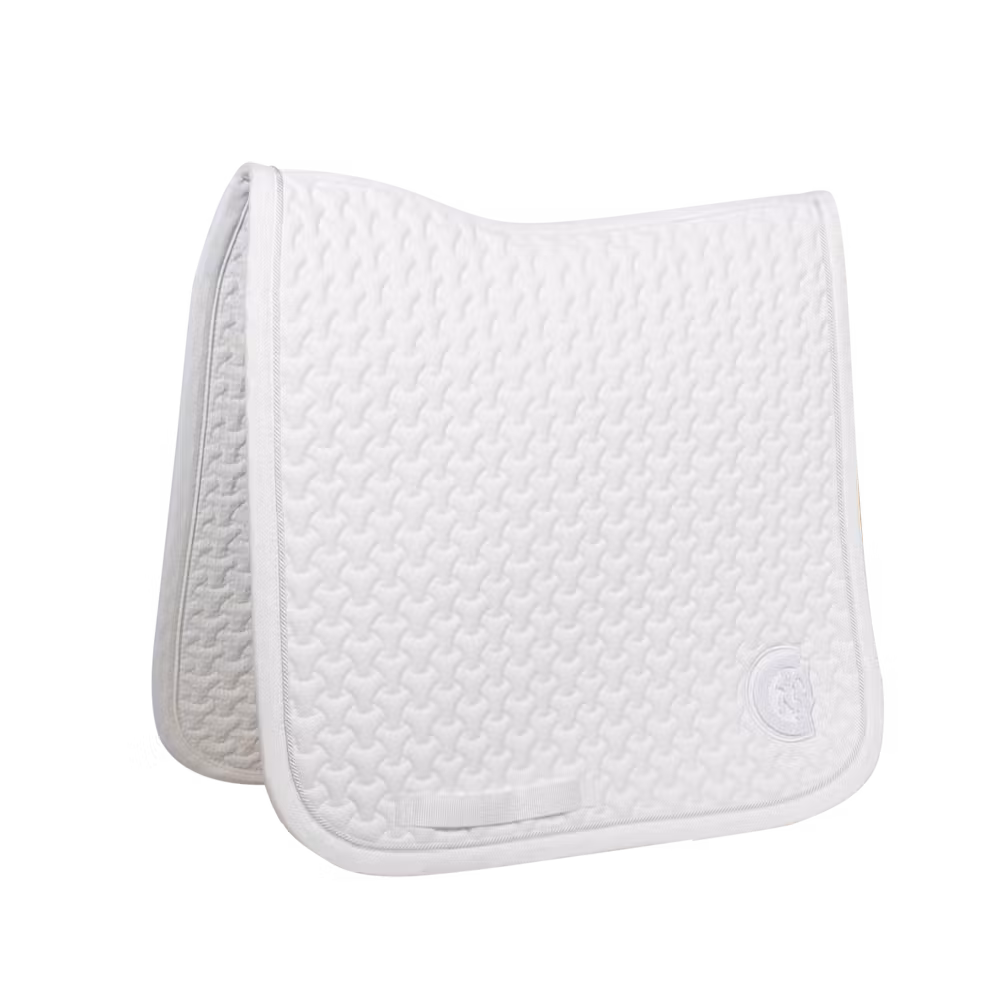 Saddle Pad plaited 3d logo dressage white
