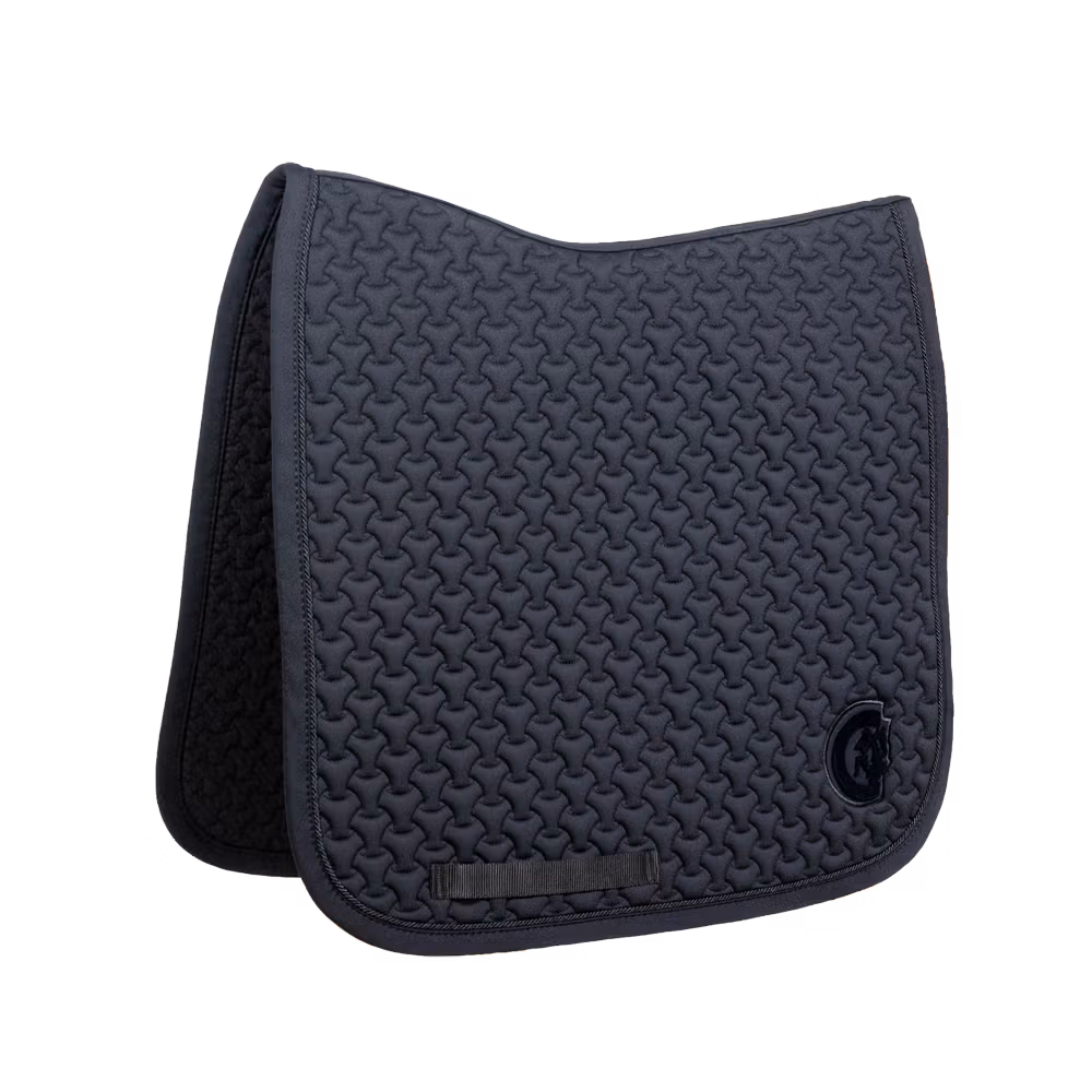 Saddle Pad plaited 3d logo dressage white