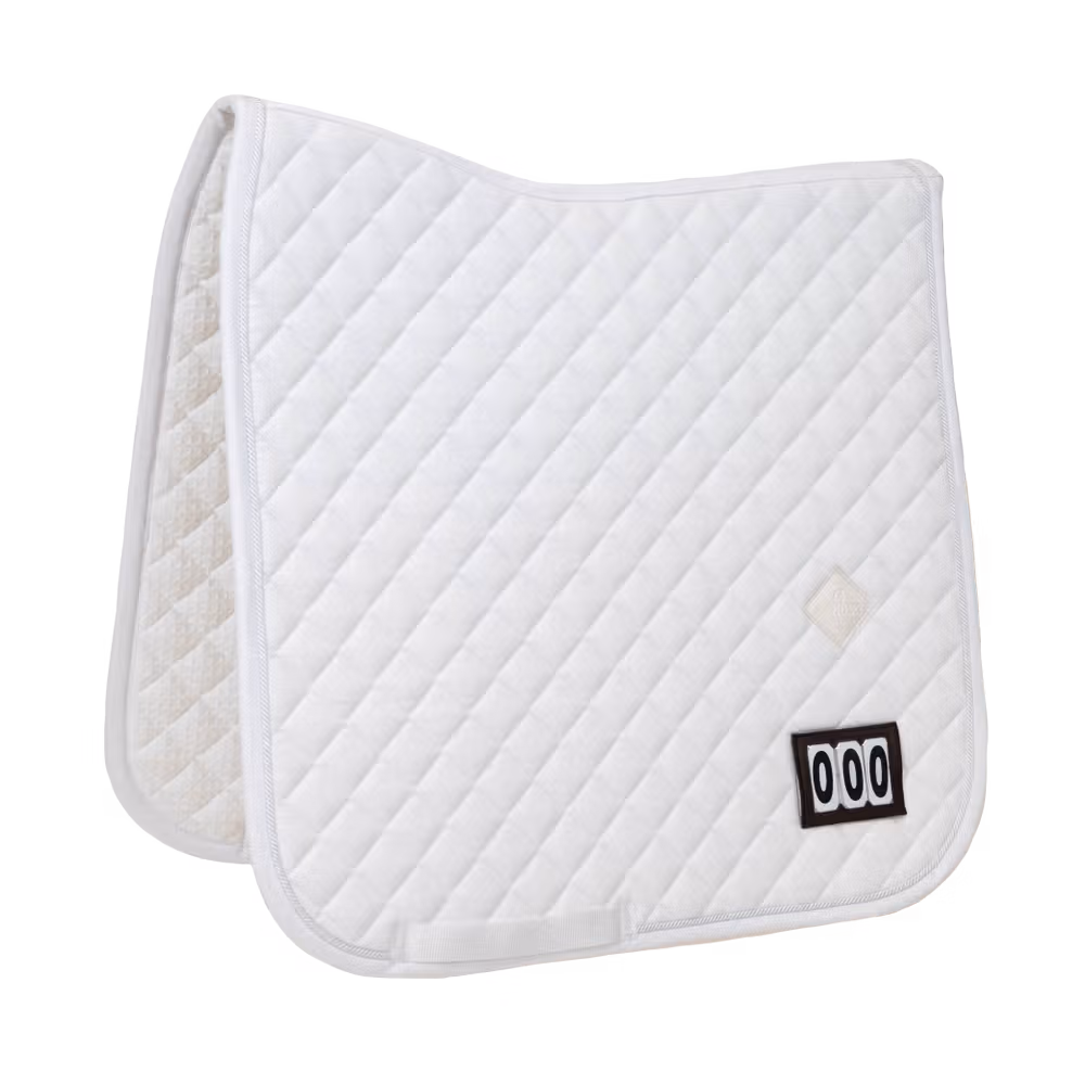 Saddle Pad diamond competiton with 2 numbers dressage white