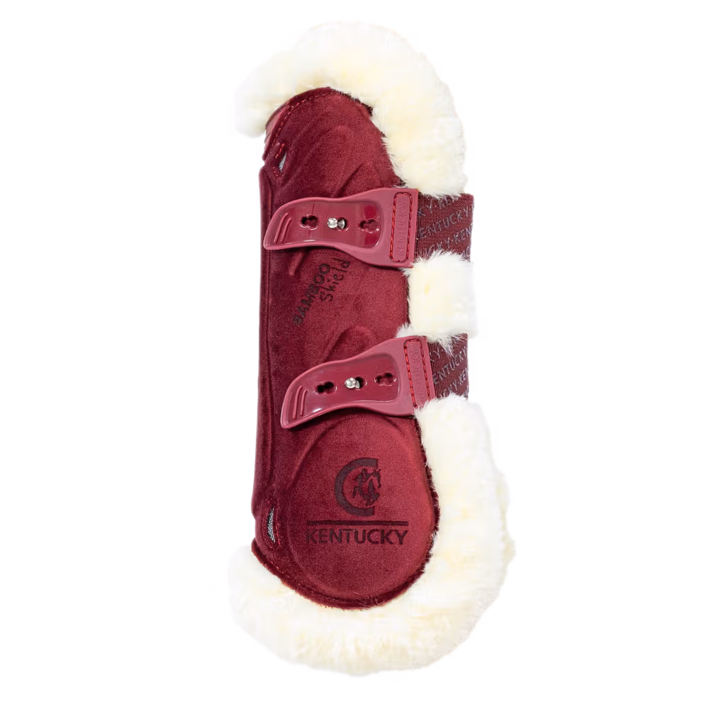 Vegan Sheepskin Tendon Boots bamboo Elastic Velvet red S