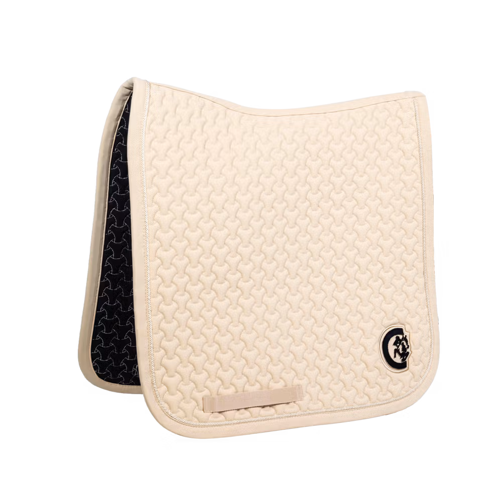 Saddle Pad plaited 3d logo dressage white