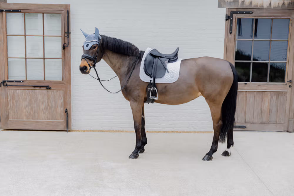 Saddle Pad plaited 3d logo dressage white