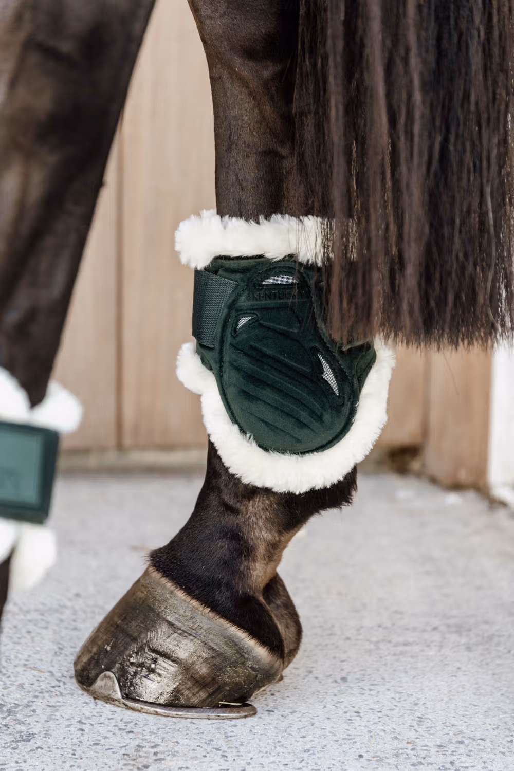 Vegan Sheepskin young horse fetlock boots Velvet dark green S