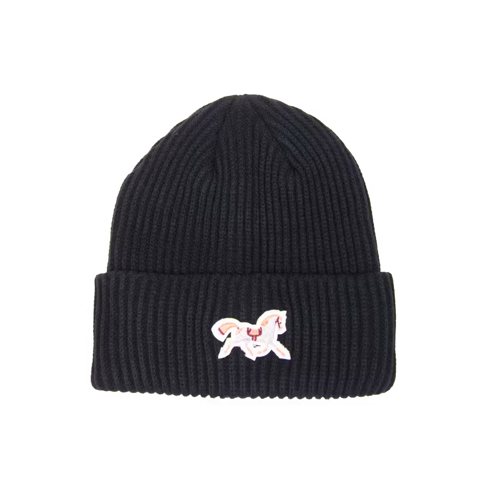 Beanie black Horse rose