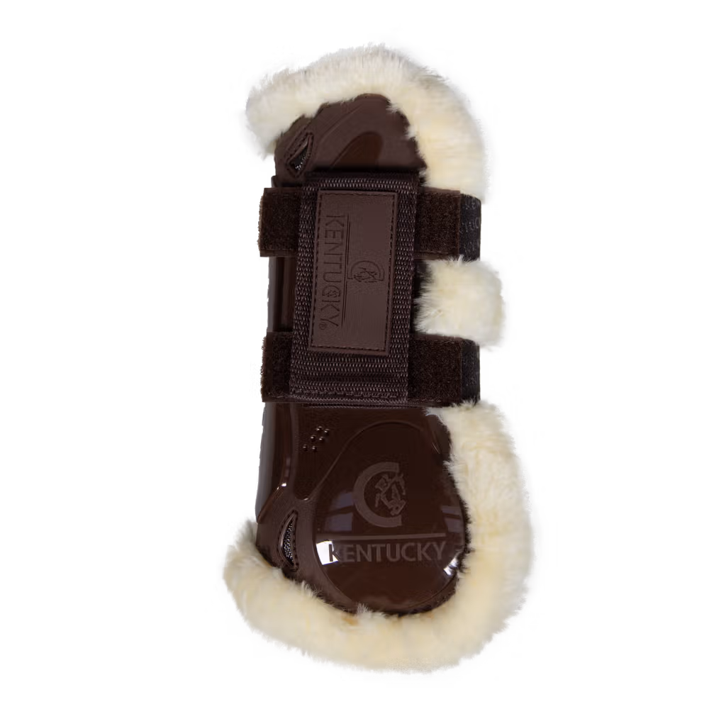 Vegan Sheepskin Tendon Boots Velcro brown M