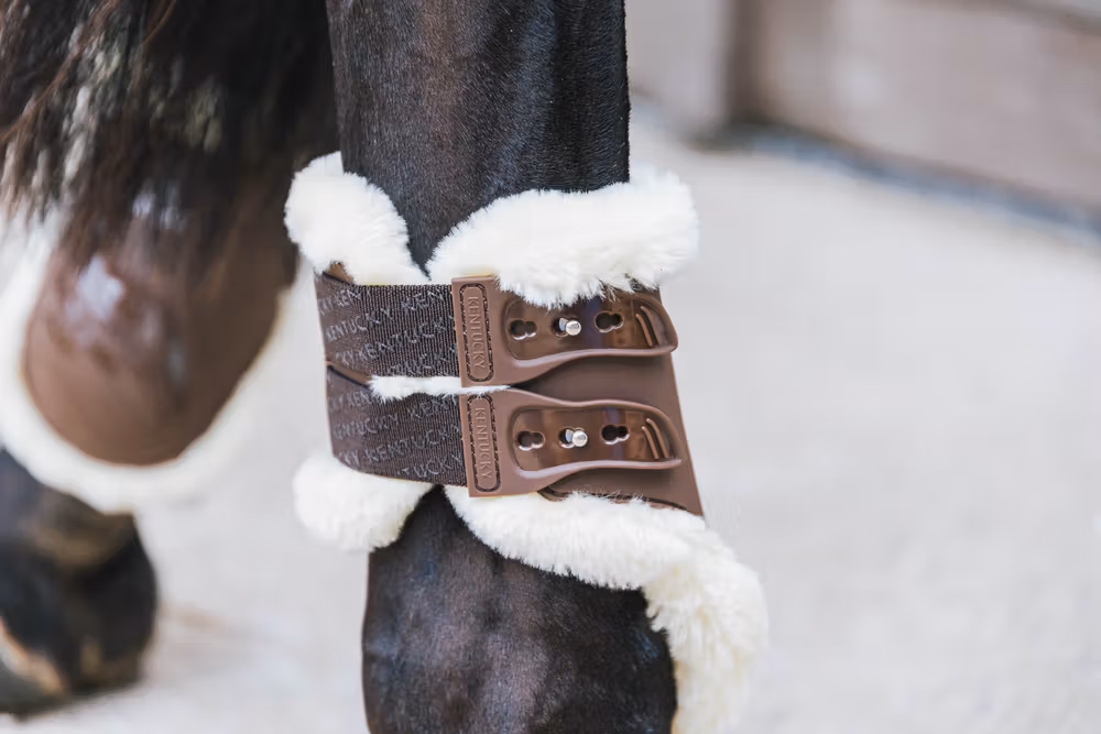 Vegan sheepskin Fetlock Boots Elastic M brown