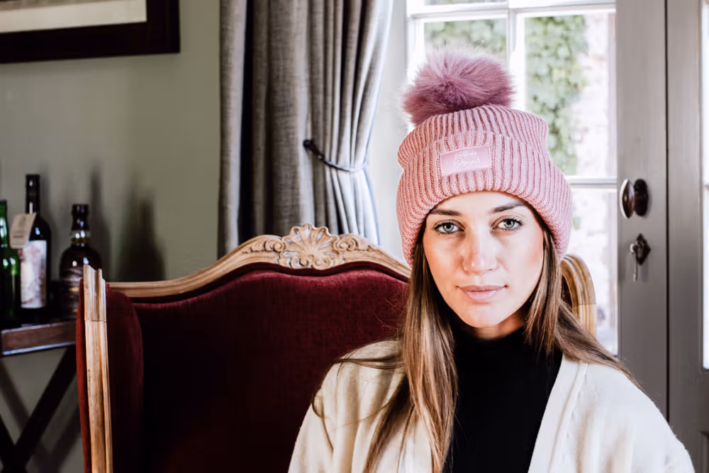 Beanie pompom old rose