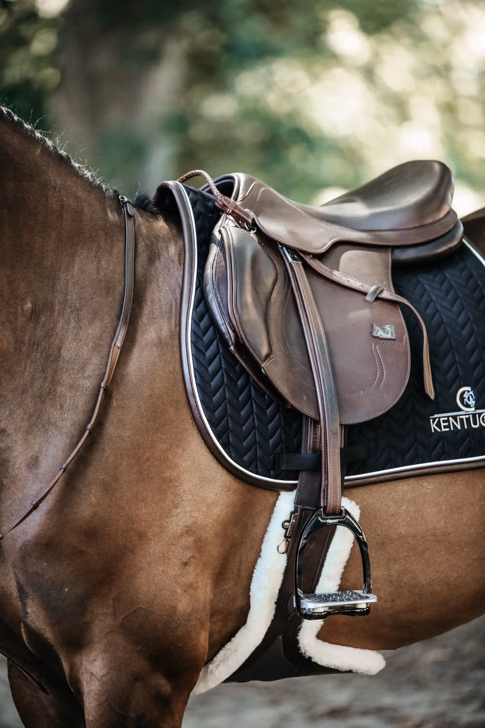 Saddle Pad leather fishbone show jumping black