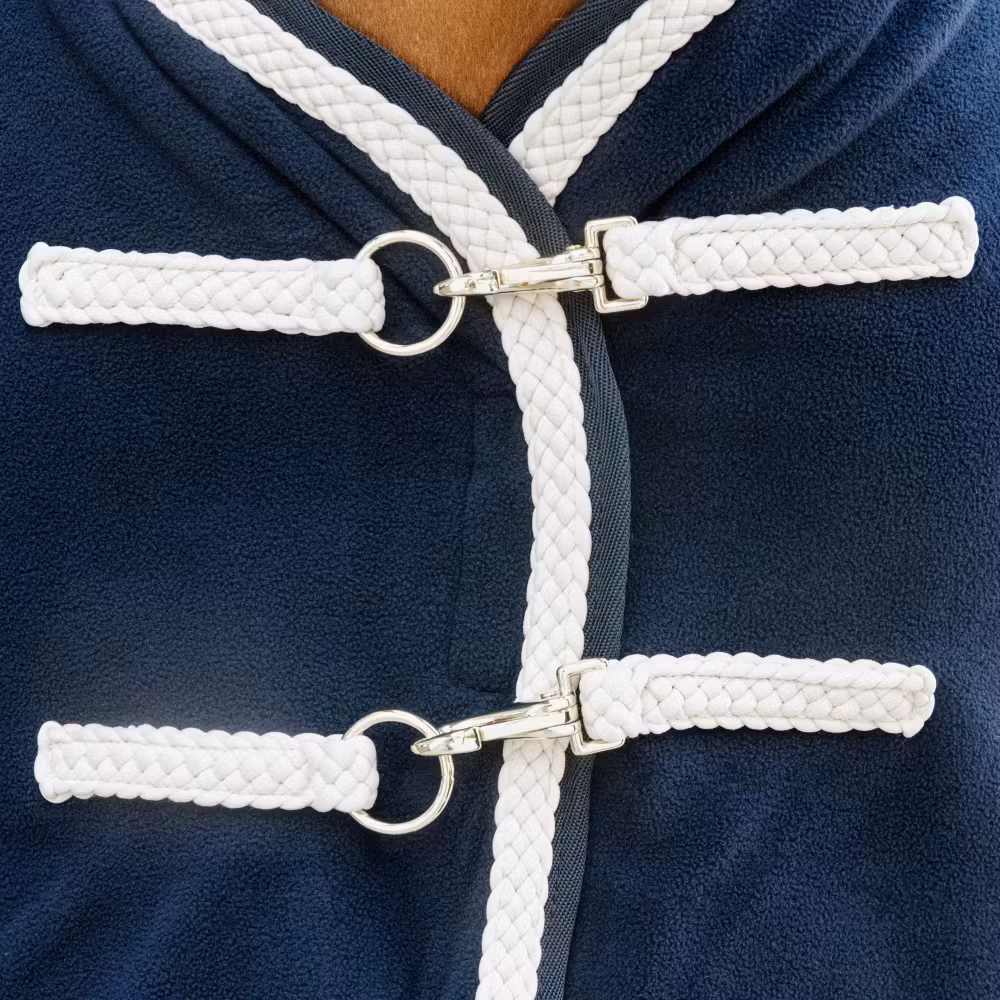 Fleece rug plaited rope navy 145-6'6