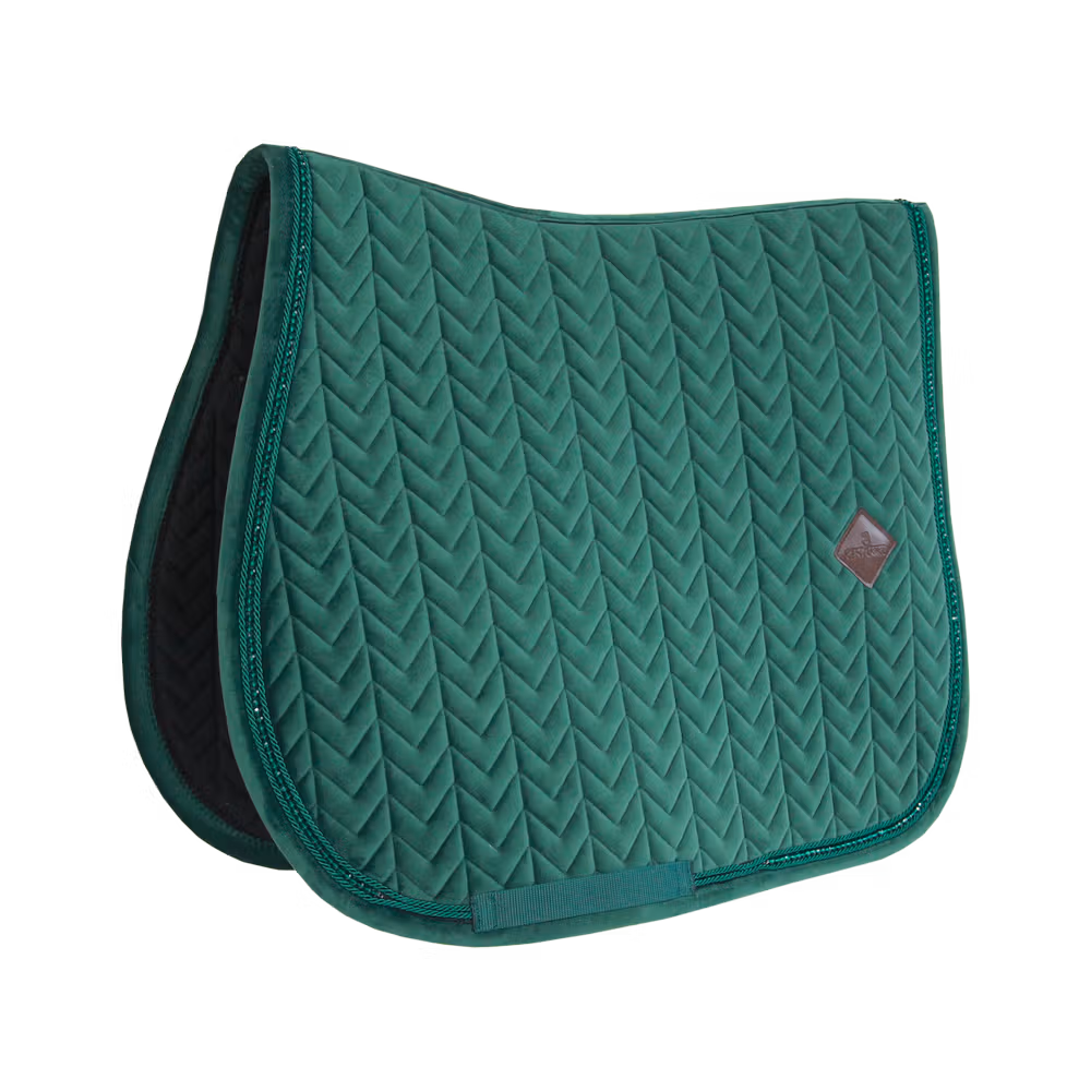 Saddle Pad velvet pearls jumping pine green