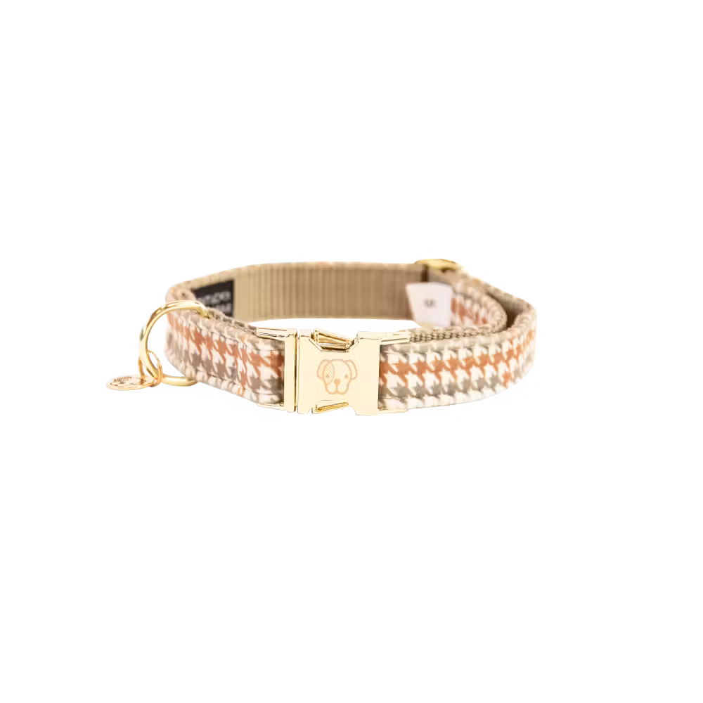 Dog Collar Pied-de-Poule black XL'45-75cm