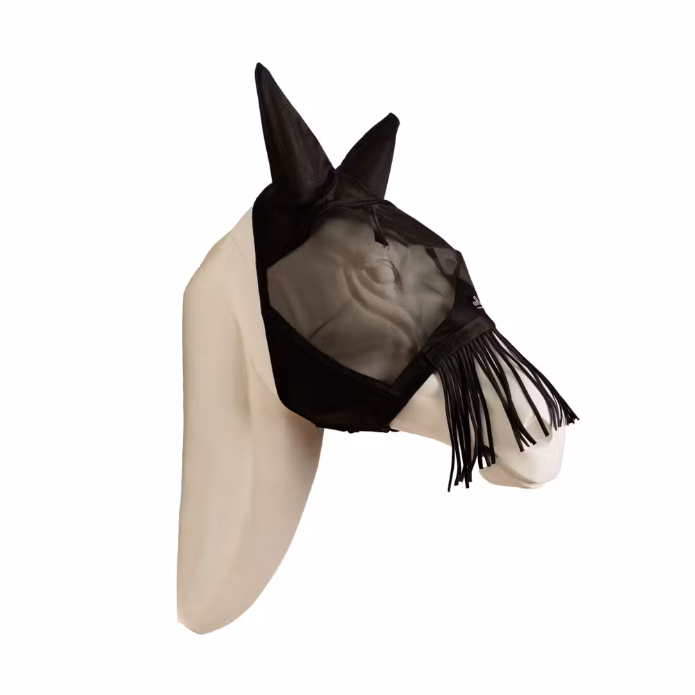 Fly mask classic with ears & nose tassels silver Full