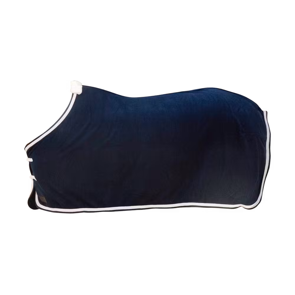 Fleece rug plaited rope navy 145-6'6