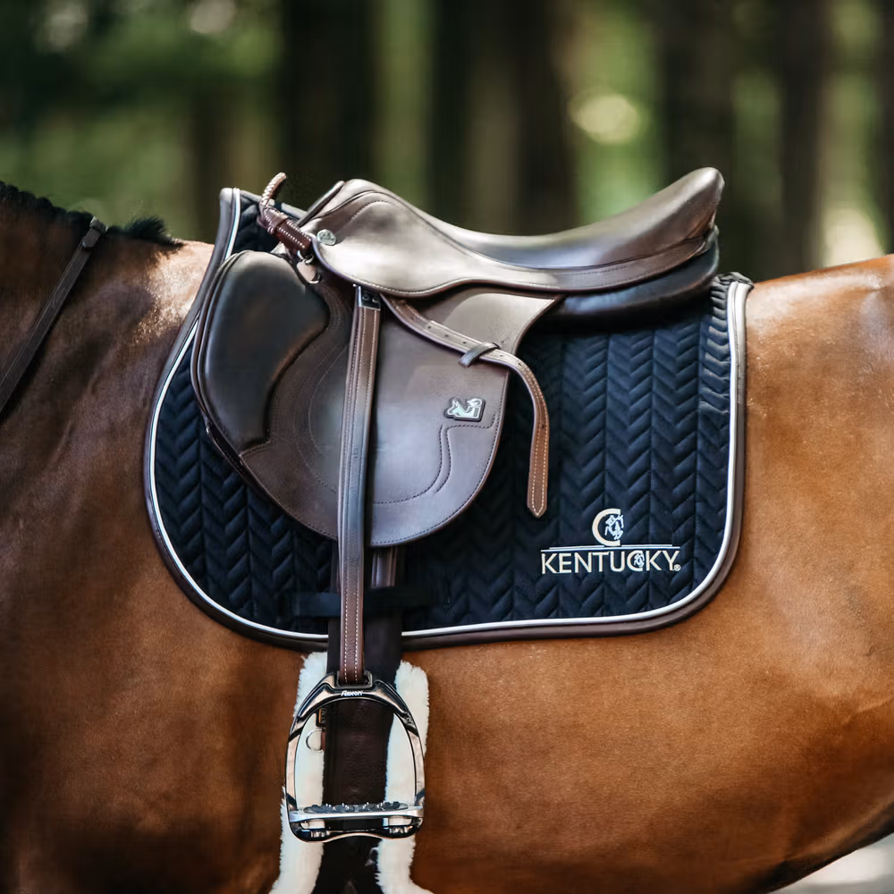 Saddle Pad leather fishbone show jumping black