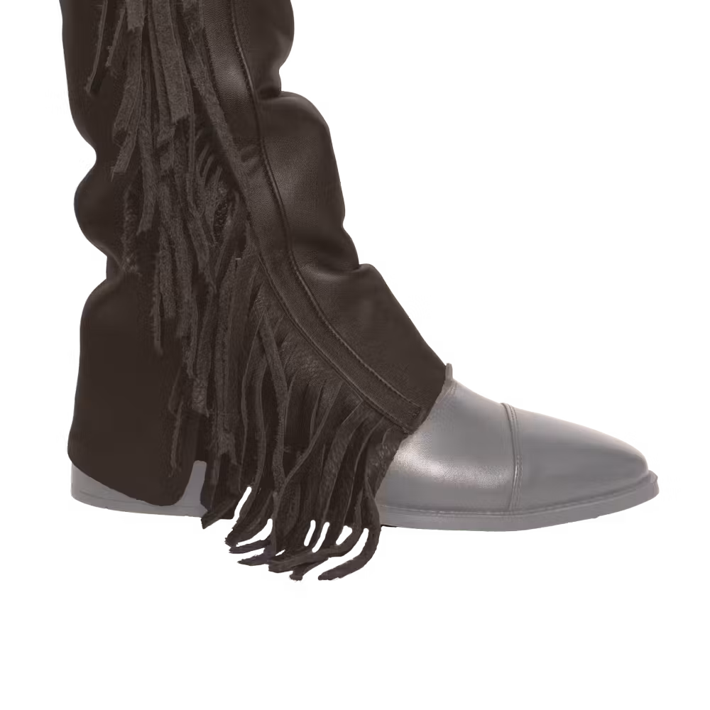 Long artificial leather Chaps with fringes brown m