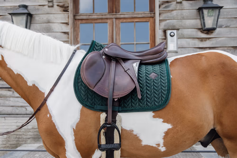 Saddle Pad velvet pearls jumping pine green
