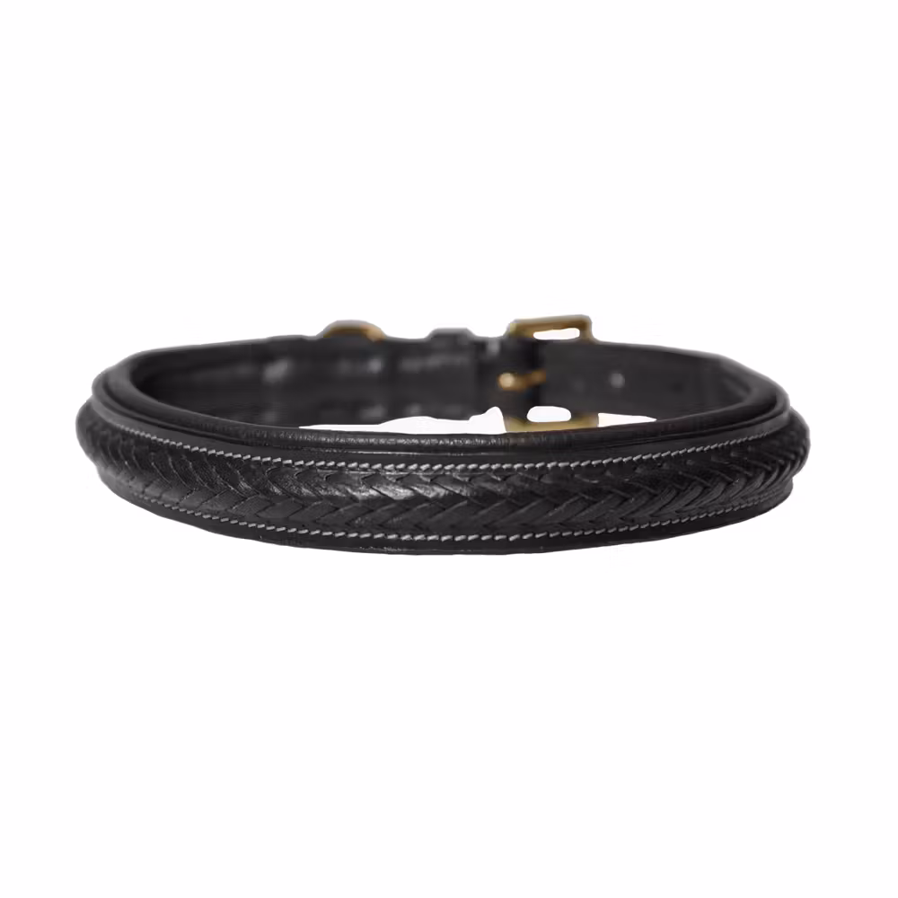Plaited dog collar L /BLACK