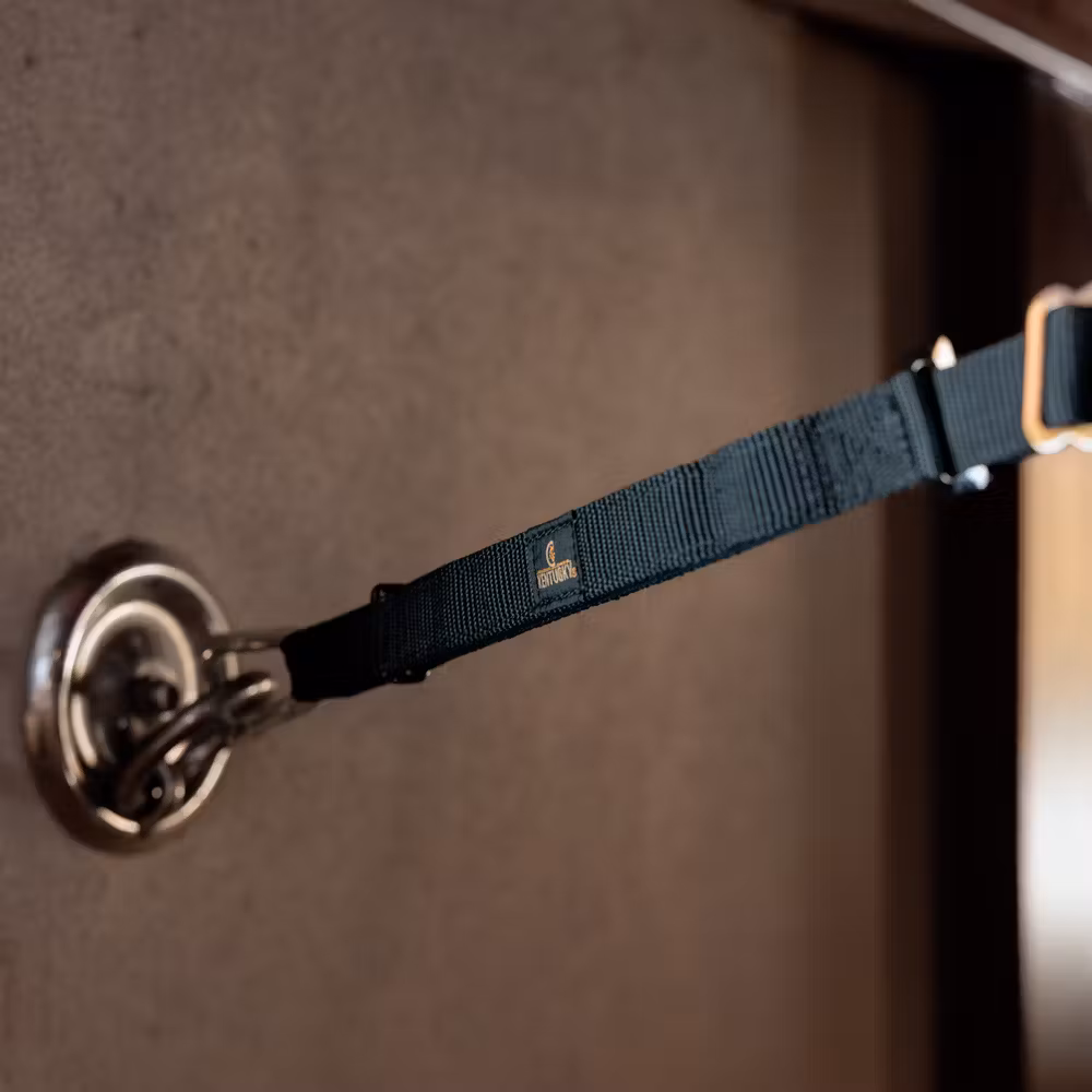 Horse box lead & Cross ties safety black 120cm