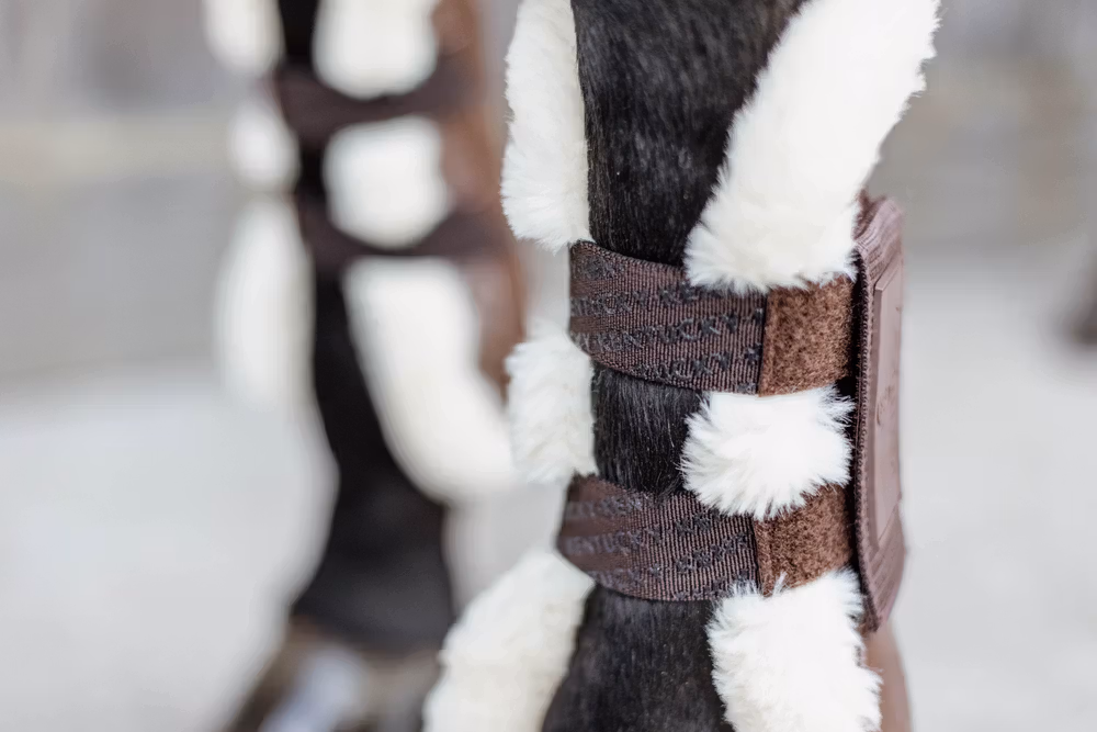 Vegan Sheepskin Tendon Boots Velcro brown M