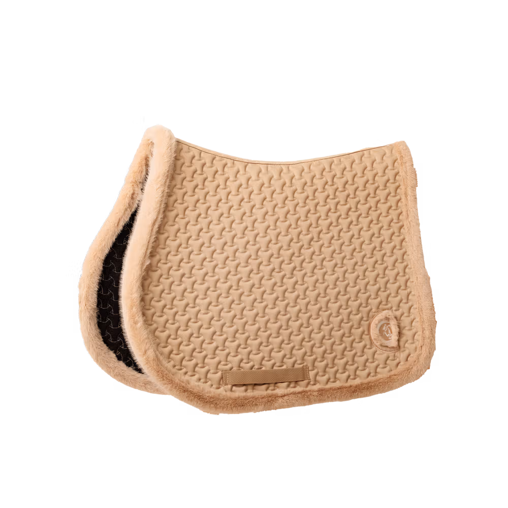 Saddle Pad Fake Fur Plaited Quilt jumping beige