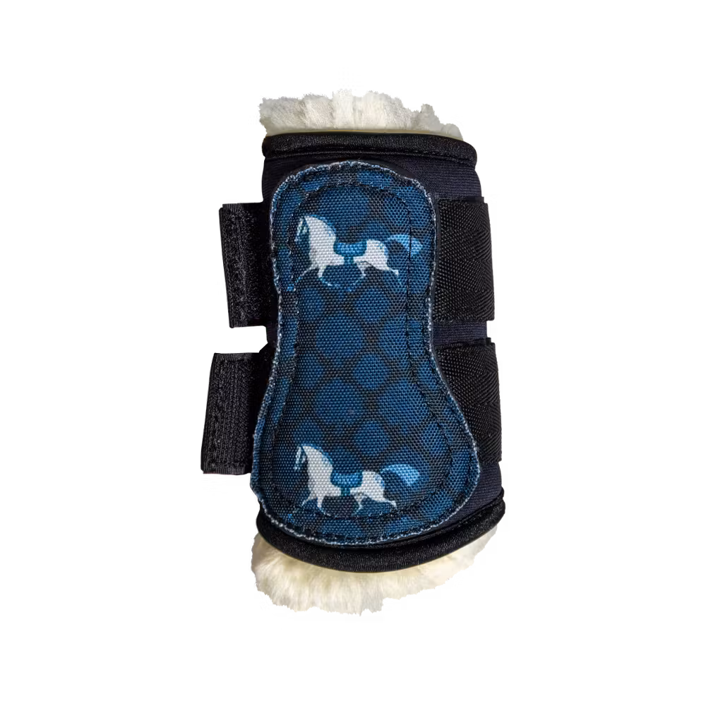 Vegan Sheepskin Turnout boots with horse design black SH
