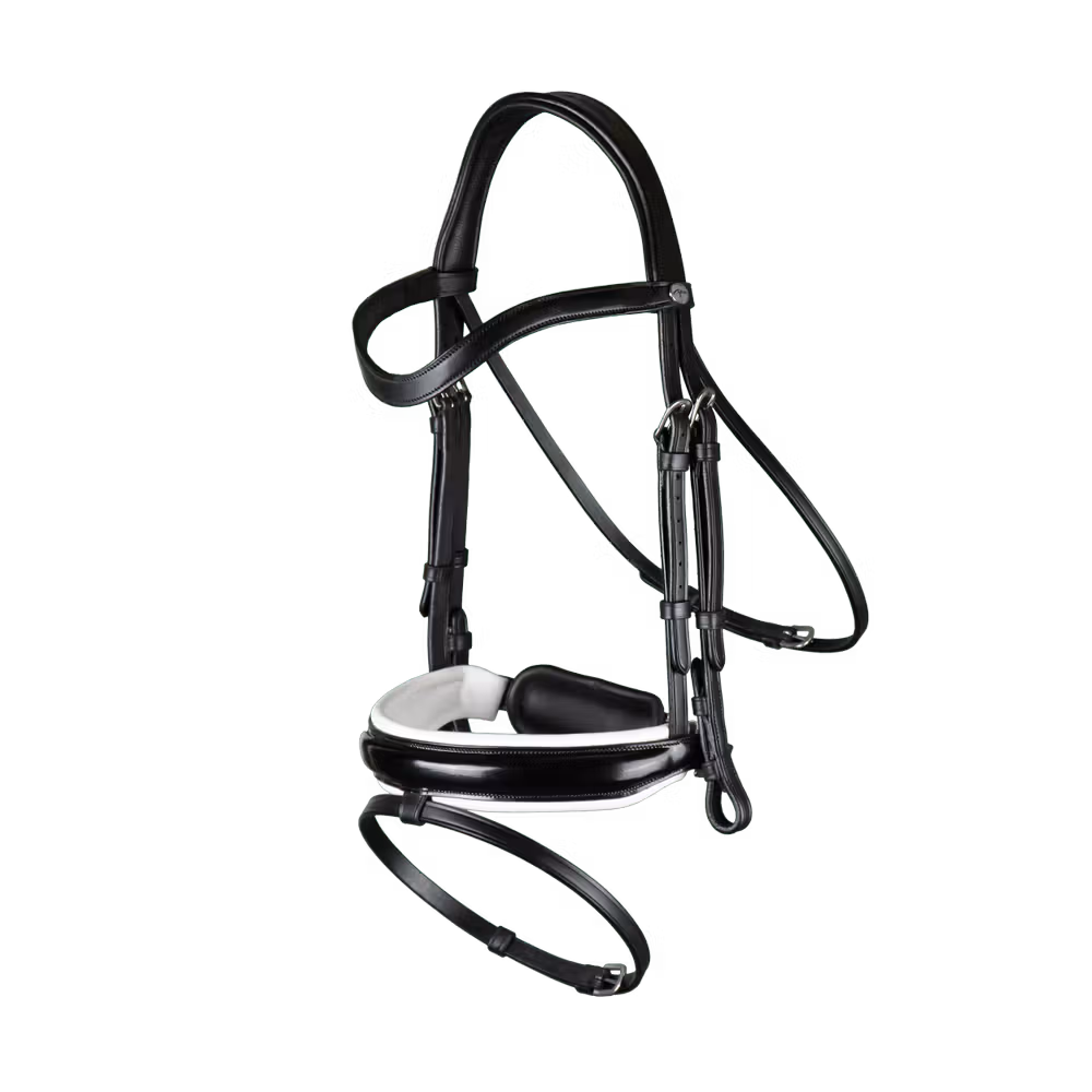 Patent Large Crank Noseband Bridle With White Padding And Flash