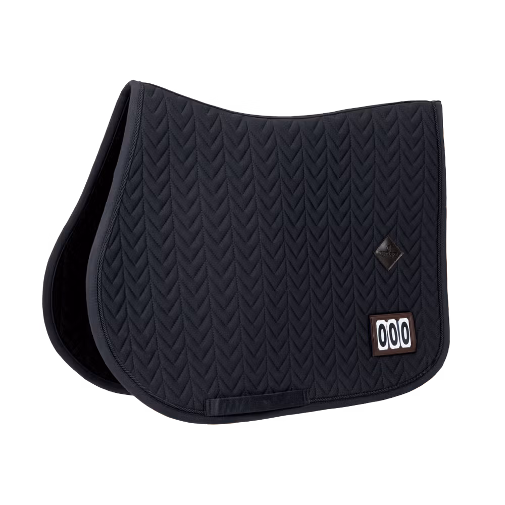 Saddle Pad fishbone competiton with 2 numbers show jumping black